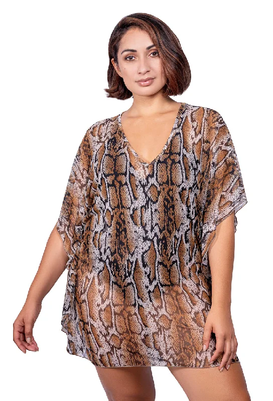 ladies cover-up curved collar -KAFTAN SKIN PRINT - MOREMI