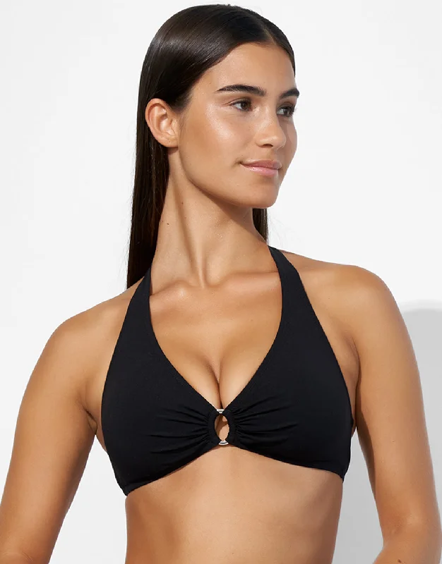 Women’s bikini top seamless chic -The Core Halter Bikini Top - Black