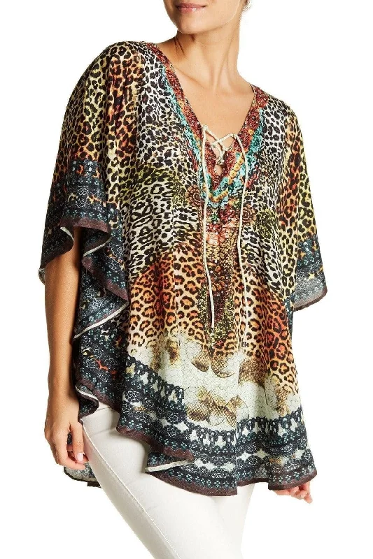 ladies cover-up zip sides -Relaxed Multi Color Short Balloon Kaftan