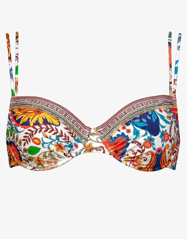 Women’s bikini top travel flair -Libertine Underwired Bikini Top Vibrant White