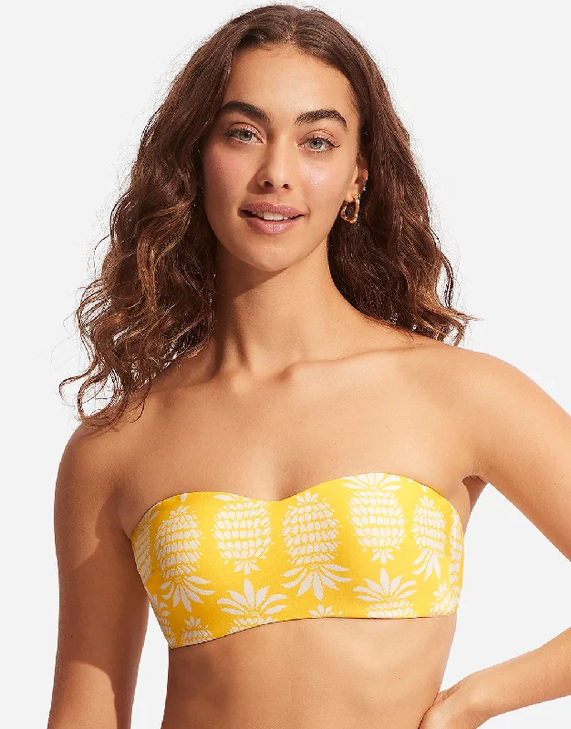 Women’s bikini top starry mesh glow -Corsica Bustier Bandeau Bikini Top - Citron