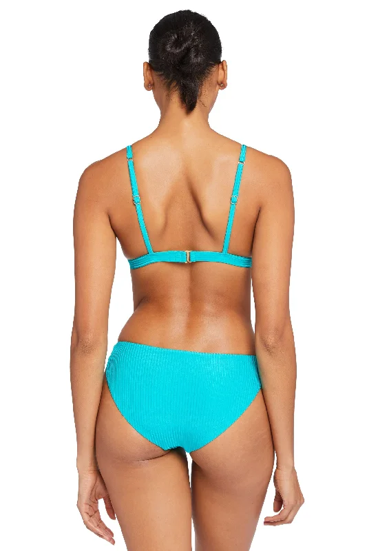 ladies bikini bottoms chunky band -Vitamin A Turquoise Shimmer EcoRib Midori Bottom