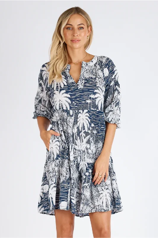 ladies cover-up ultra thin -Lula Life Tahiti Dress Navy