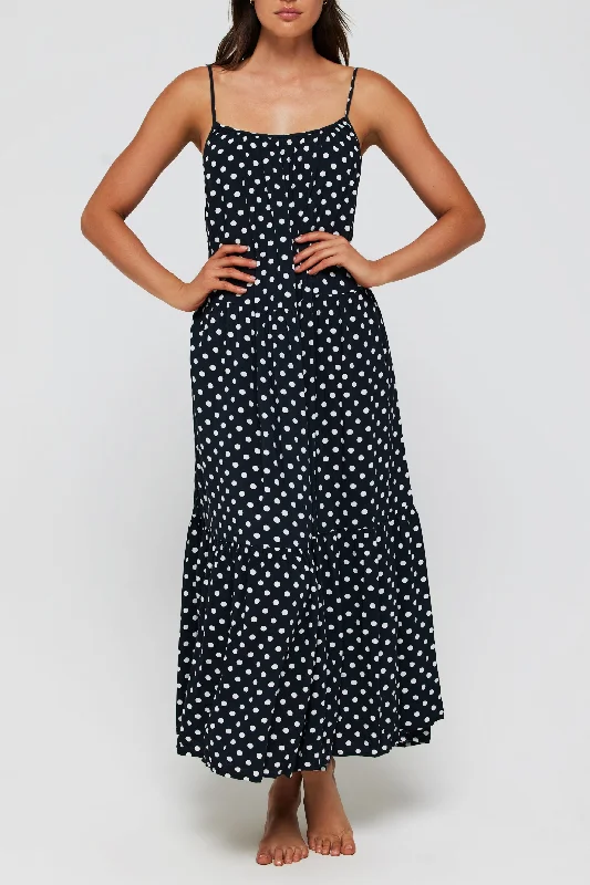 ladies cover-up top choice -Johanna Maxi Low Scoop Back Dress Cover Up in Polka Dots