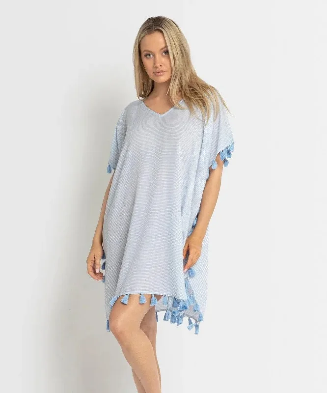 ladies cover-up no sleeves -Sunseeker SS91647 Sail Kaftan - Blue