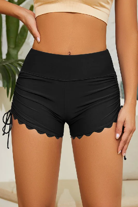 ladies bikini bottoms fall splash -High Waisted Swim Shorts Side Tie Swimsuit Bottoms Board Shorts