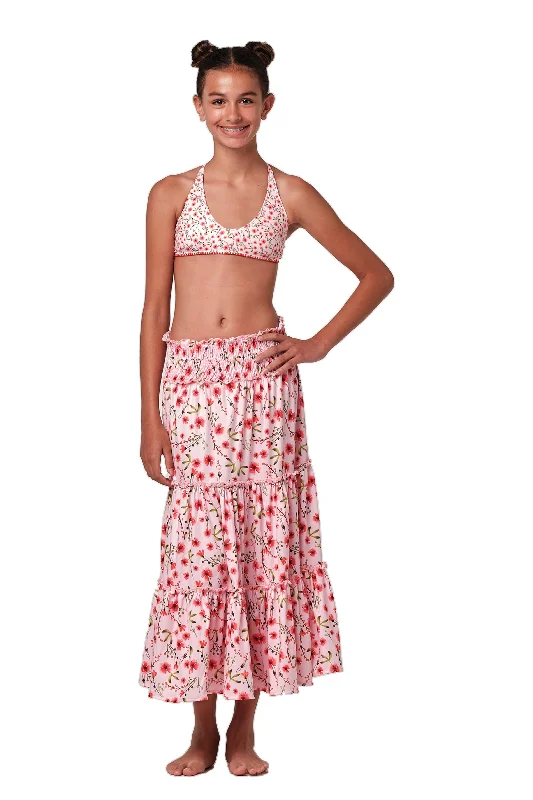 ladies cover-up elastic waist -Just Flow - Blossom Long Skirt