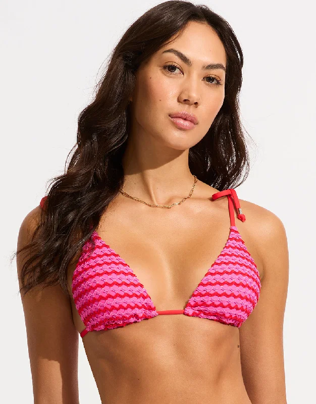 Women’s bikini top summer flair -Mesh Effect Slide Tri Bikini Top - Chilli Red