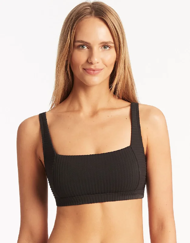 Women’s bikini top shiny soft flair -Spinnaker Square Neck Bikini Top - Black