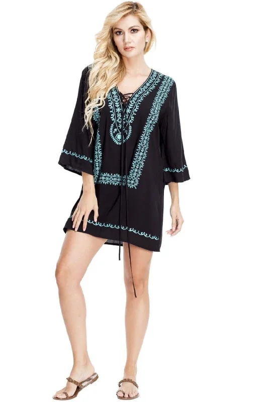 ladies cover-up starfish print -Embroidered Tunic Dress For Beach Cover Ups | Fashion Summer Wear by Goga's