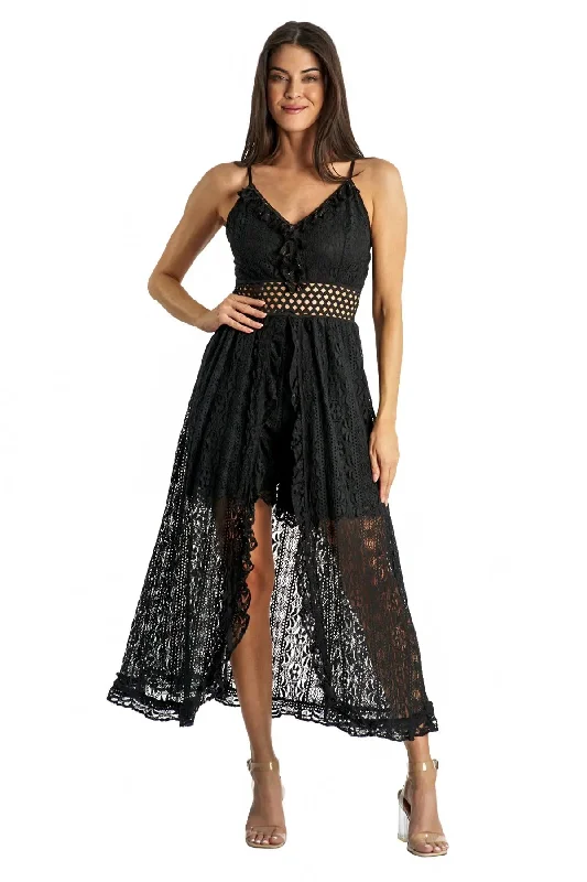 ladies cover-up sun guard -Lace Romper Dress with Shorts