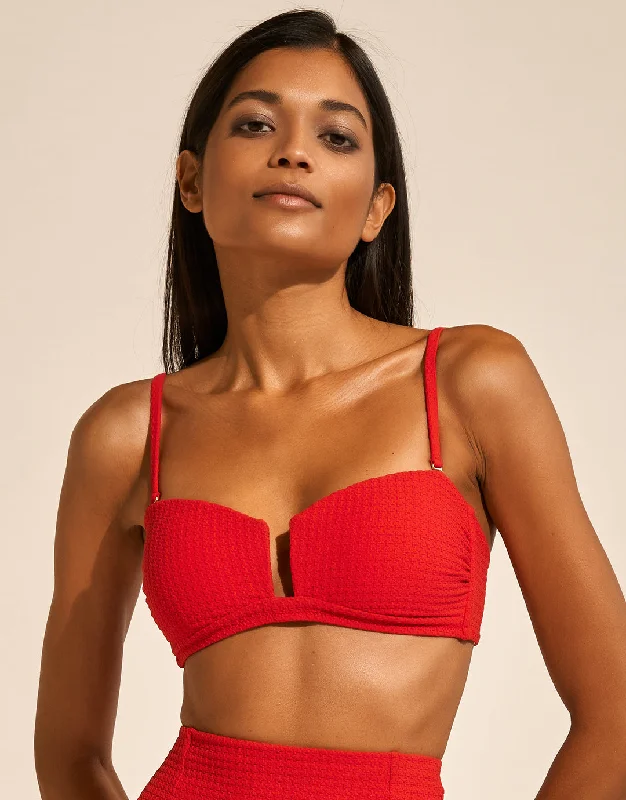 Women’s bikini top timeless glow -The Bloom Bandeau Bikini Top - Radiant Red