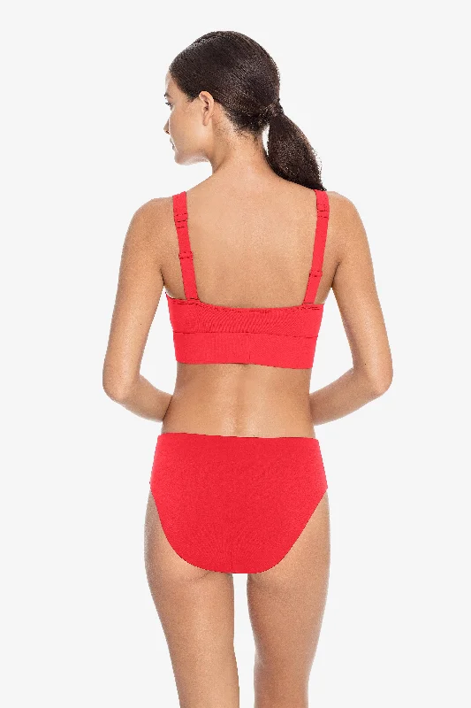 ladies bikini bottoms reef blend -ROBIN PICCONE FIERY RED AVA HIGH WAIST BIKINI BOTTOM