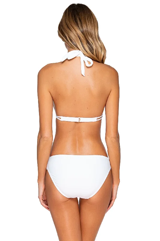 ladies bikini bottoms webbed weave -Sunsets White Femme Fatale Hipster Bottom