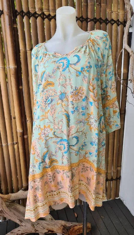 ladies cover-up sea style -Style Fashion 66A-121 Floral Cotton Dress