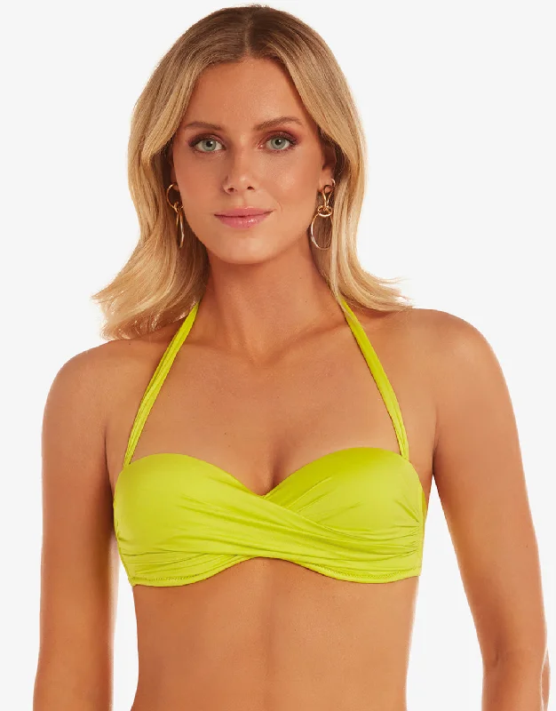 Women’s bikini top ribbed glow -Ceylan Twist Bandeau Bikini Top - Lima