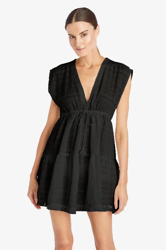 ladies cover-up jet style -ROBIN PICCONE BLACK NATALIE FLOUNCY DRESS