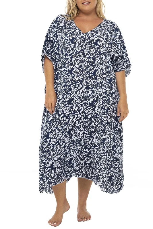 ladies cover-up loud hues -Plus Size Floral Maxi Flowy Tunic Cover Up