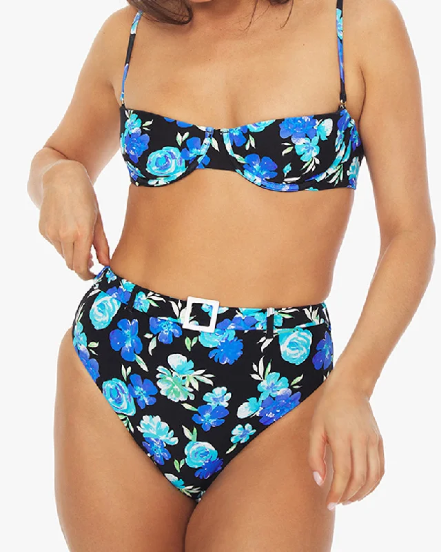 ladies bikini bottoms five ties -Emily 90's Floral Bikini Bottom