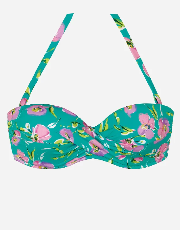 Women’s bikini top pink flirty chic -Blume Bandeau Bikini Top - Mint Floral