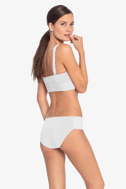 ladies bikini bottoms brick pattern -ROBIN PICCONE WHITE AVA TWIST BIKINI BOTTOM