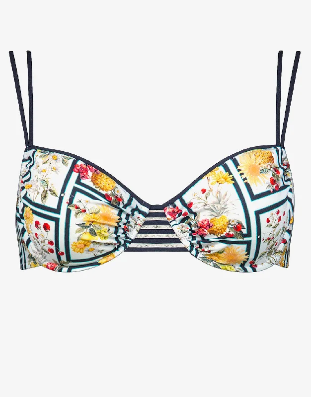 Women’s bikini top floral canvas chic -Scenery Underwired Bikini Top - Monochrome Garden