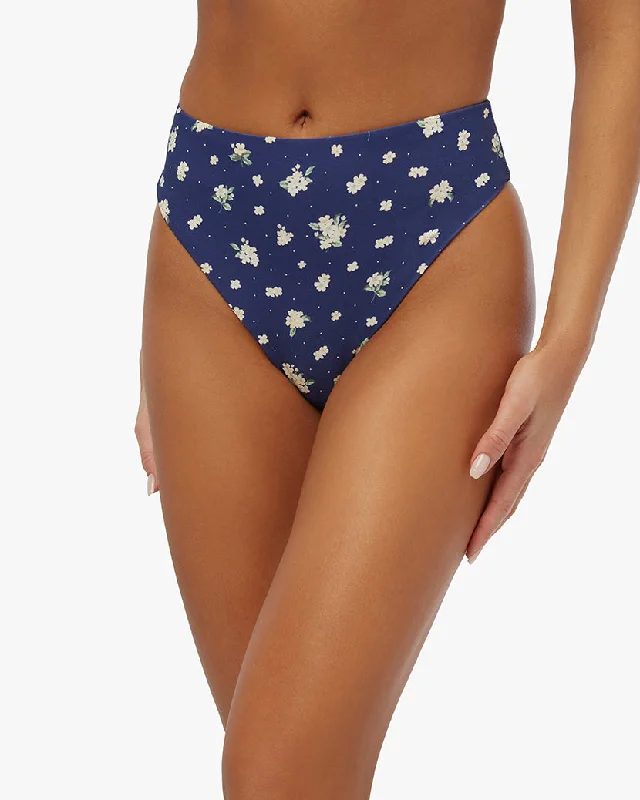 ladies bikini bottoms chunky band -High Rise Polka Dot Floral Bikini Bottom