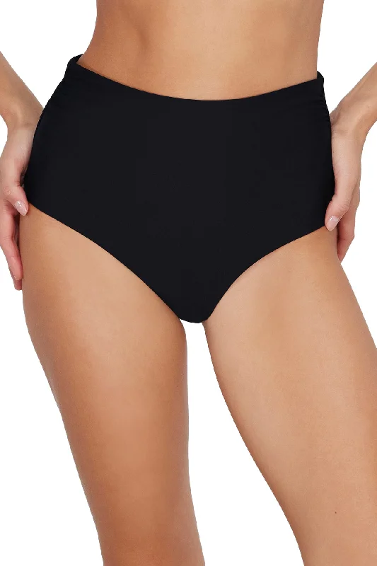 ladies bikini bottoms wispy weave -Sunsets Black Capri High Waist Bottom