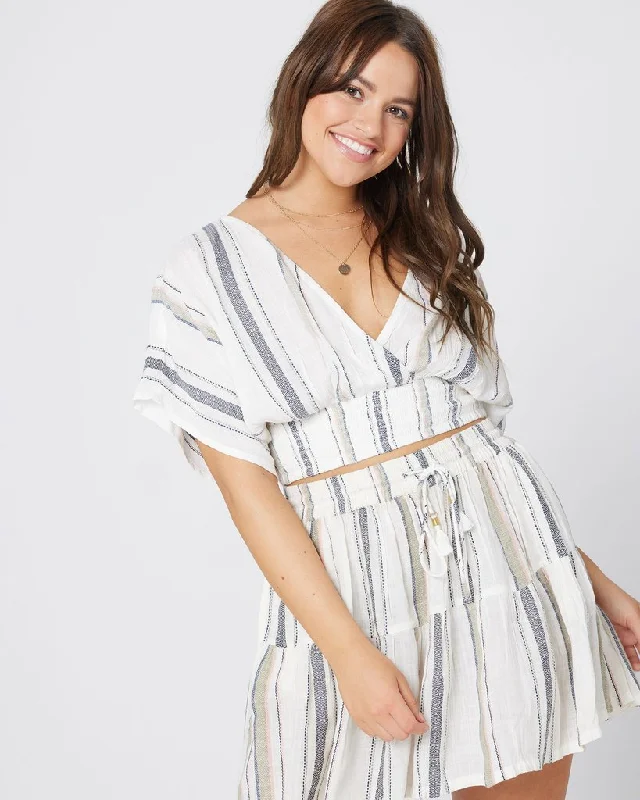 ladies cover-up no wrinkles -L*SPACE Isla Vista Stripe Amara Top