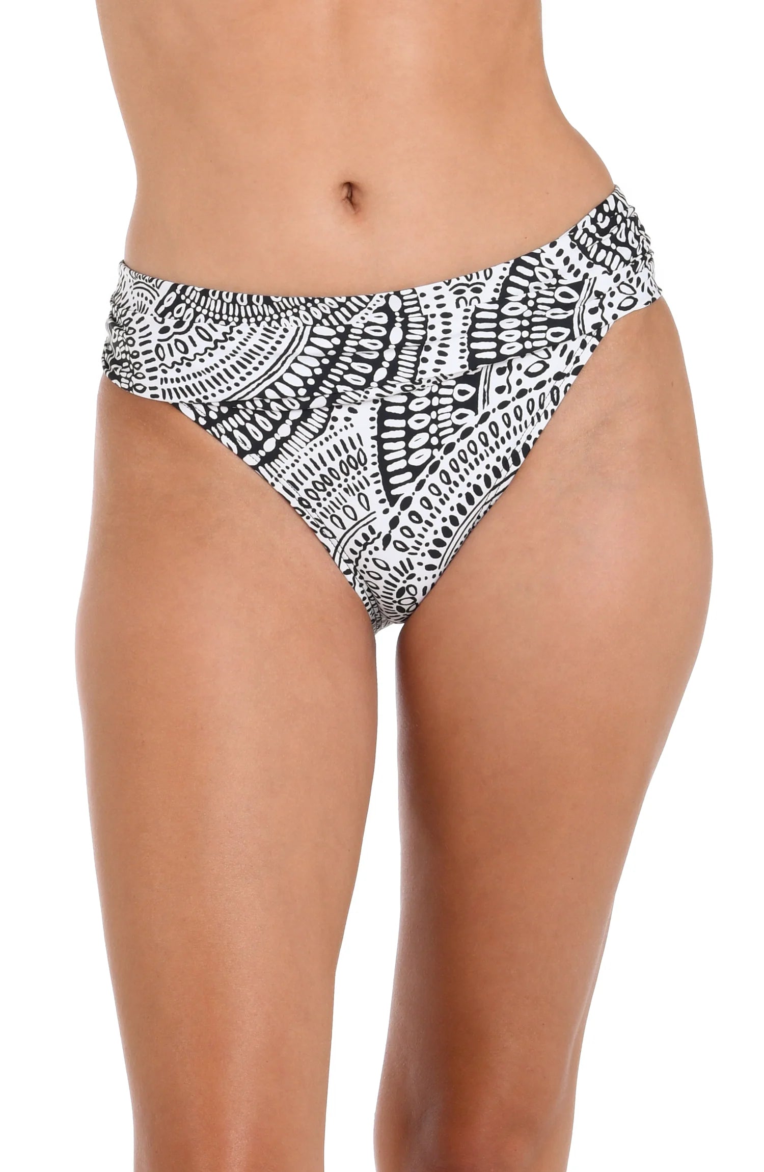 ladies bikini bottoms bold flare -La Blanca Dream Catcher Shirred Band Hipster Bottom