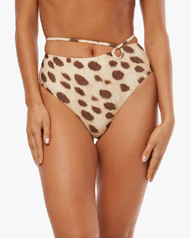 ladies bikini bottoms slack shape -Strappy Tie Leopard Bikini Bottom