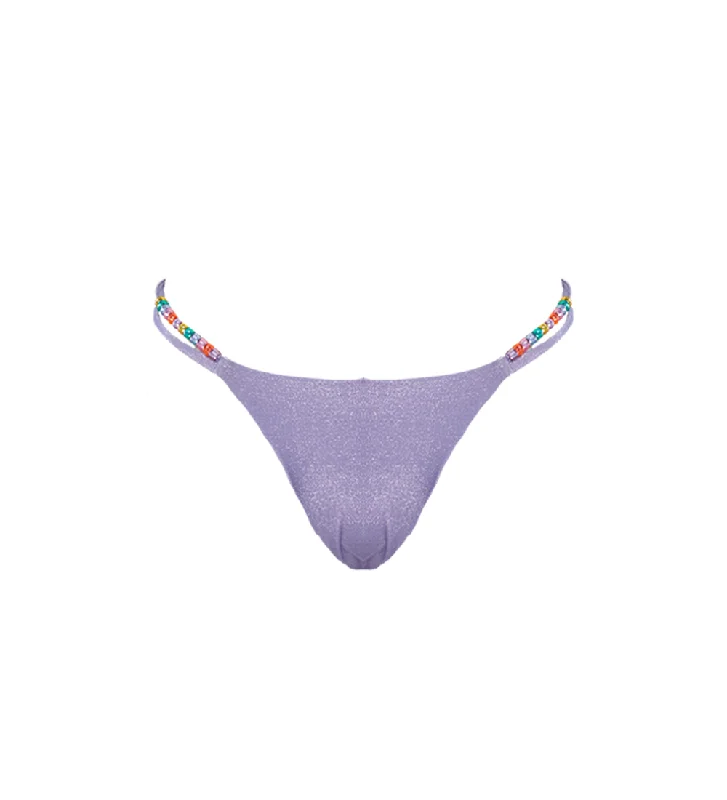 ladies bikini bottoms soft liner -Iris Lilac Shine Bikini Bottom