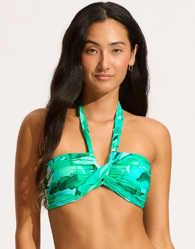 Women’s bikini top tunic chic -Secret Garden Halter Bandeau Bikini Top - Jade