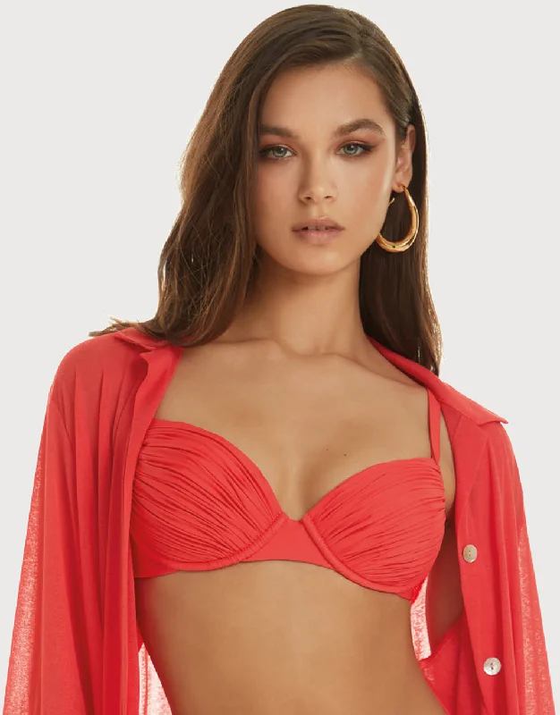 Women’s bikini top smooth chic -Ceylan Underwired Bikini Top - Lava