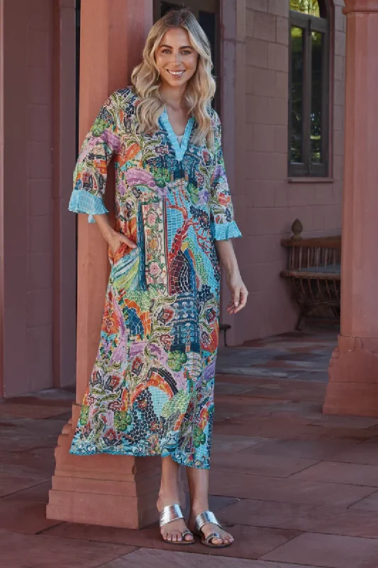 ladies cover-up raw interior -Lula Life Mosaic Print Maxi Dress