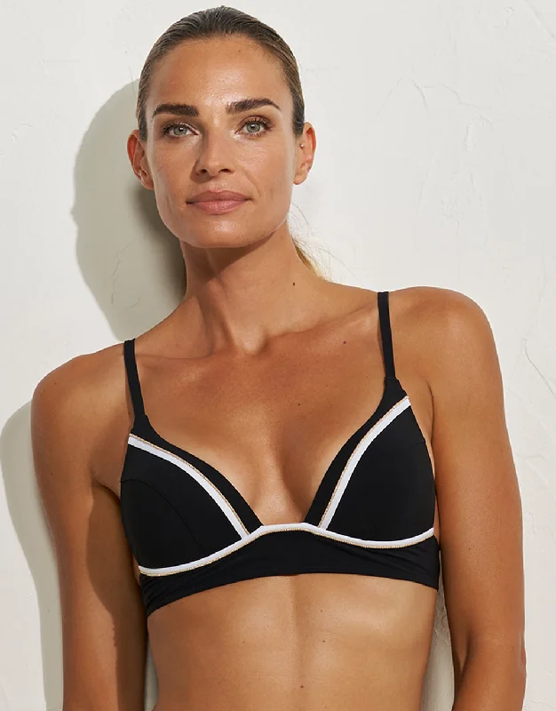 Women’s bikini top monochrome glow -Metrics Bralette Bikini Top - Black White and Gold