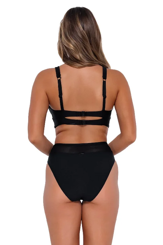 ladies bikini bottoms sloped ties -Sunsets Black Annie High Waist Bottom