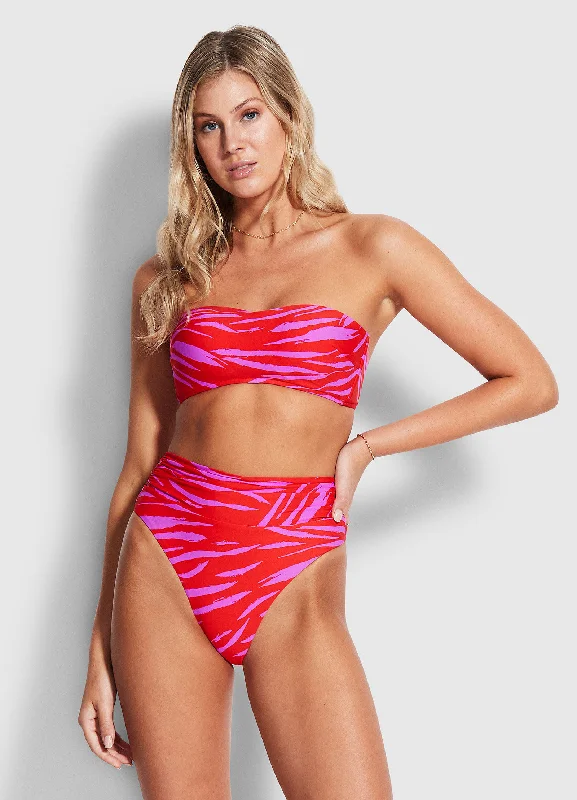 Women’s bikini top sleek chic -Skin Deep Roll Top Rio - Mandarin Red