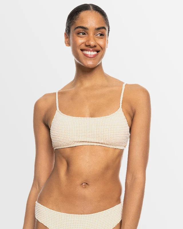 Women’s bikini top earthy canvas glow -Womens Gingham Bralette Bikini Top