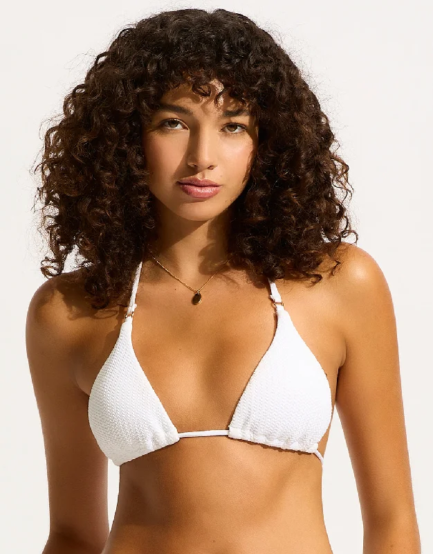 Women’s bikini top moonlight luxe chic -Sea Dive Slide Tri Bikini Top - White