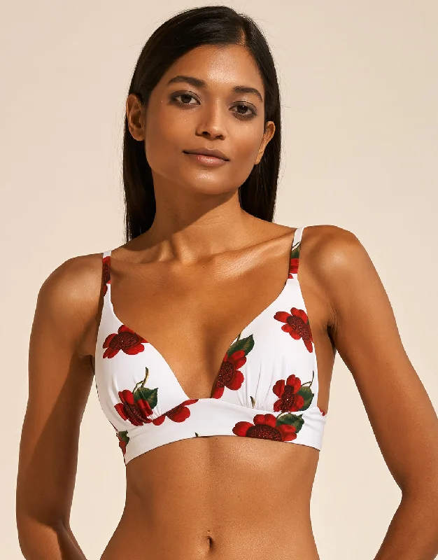 Women’s bikini top twist flair -The Bloom Bralette Bikini Top - White Red