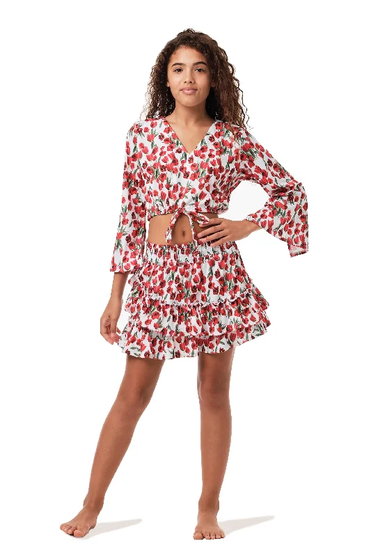 ladies cover-up no wrinkles -Get Skirted - Red Tulips (FINAL SALE)