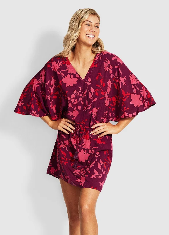 ladies cover-up zip sides -Florence Kaftan - Boysenberry