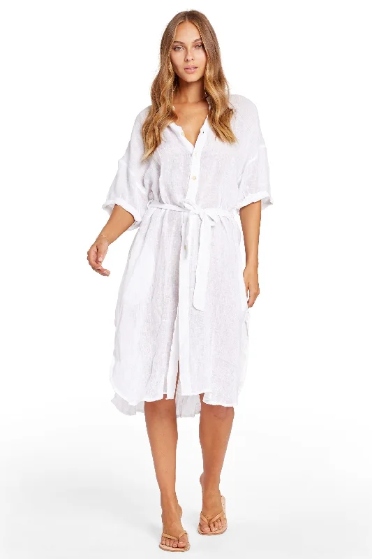 ladies cover-up spring wave -Vitamin A White Ecolinen Gauze Playa Dress