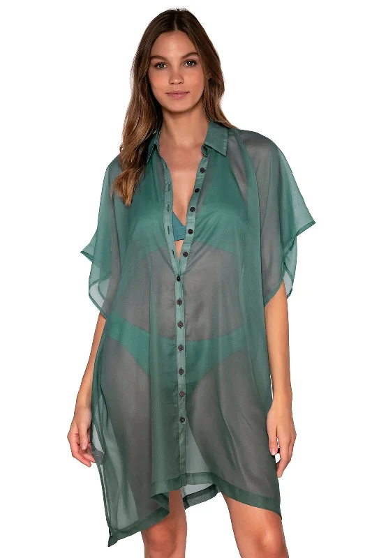 ladies cover-up bold collar -Sunsets Ocean Shore Thing Tunic