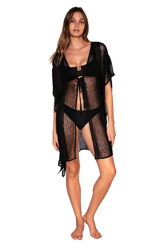 ladies cover-up crocodile texture -Sunsets Black Maldives Tunic