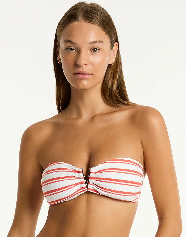 Women’s bikini top monogrammed chic -Biarritz V Bar Bandeau Bikini Top - Flame