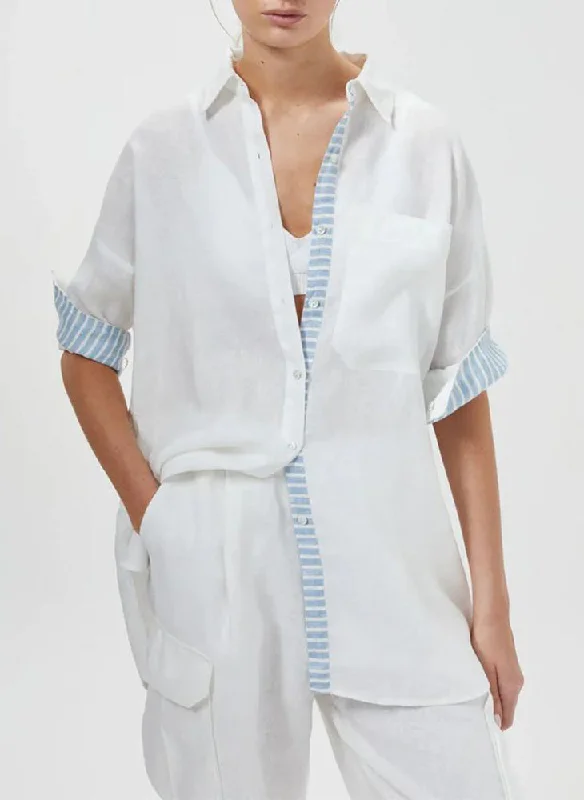 ladies cover-up tight silhouette -Island Linen Shirt