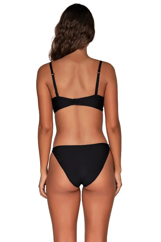 ladies bikini bottoms quad set -Swim Systems Black Leah Bottom