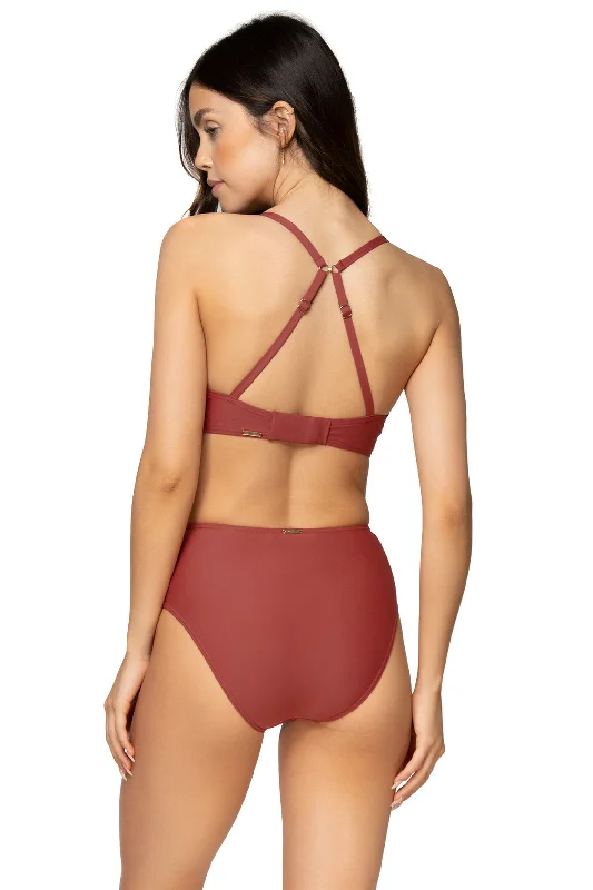 ladies bikini bottoms candy rose -Sunsets Tuscan Red High Road Bottom